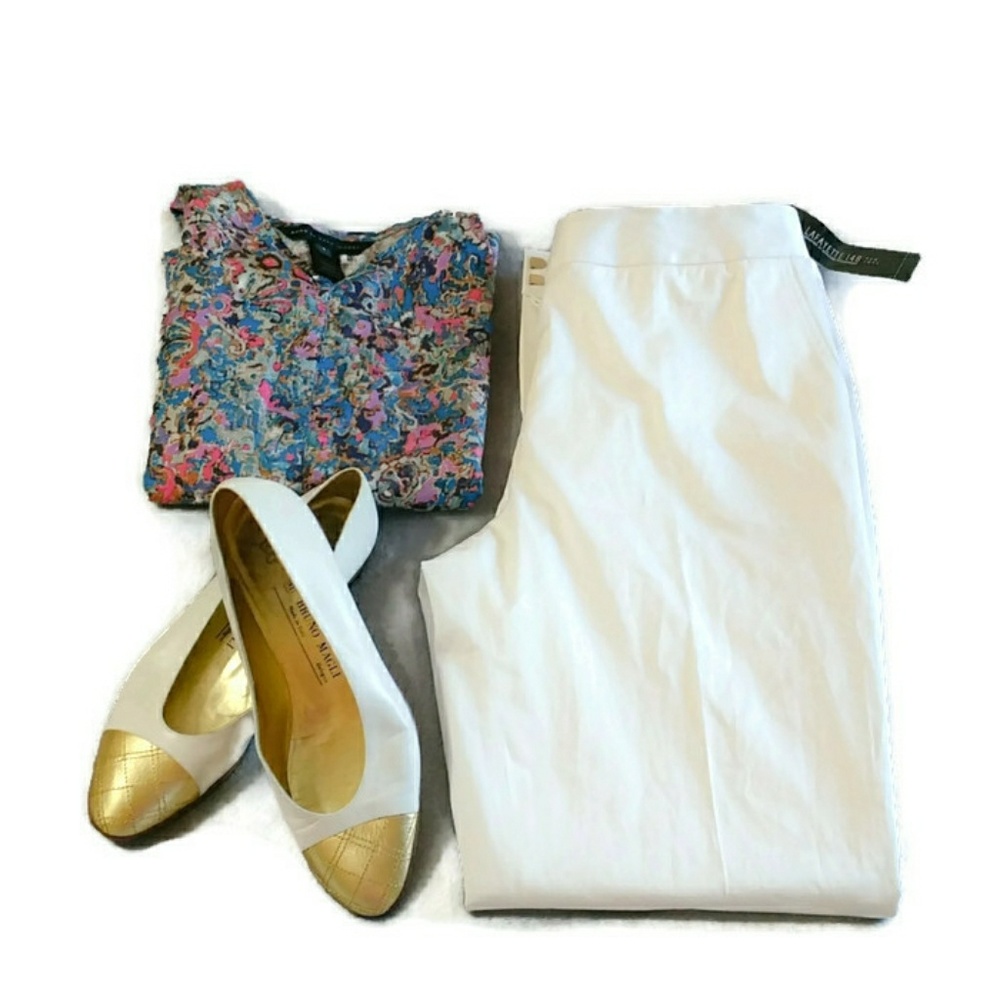 NWT Lafayette White Cotton Women's Trousers